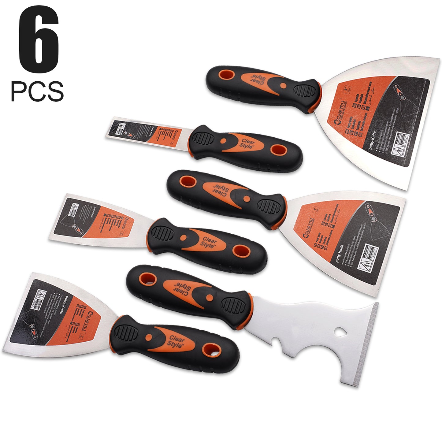 Putty Knife And Painters Knife 6 Pack Set, Dry Wall Taping Knife with Pro Grip Handle