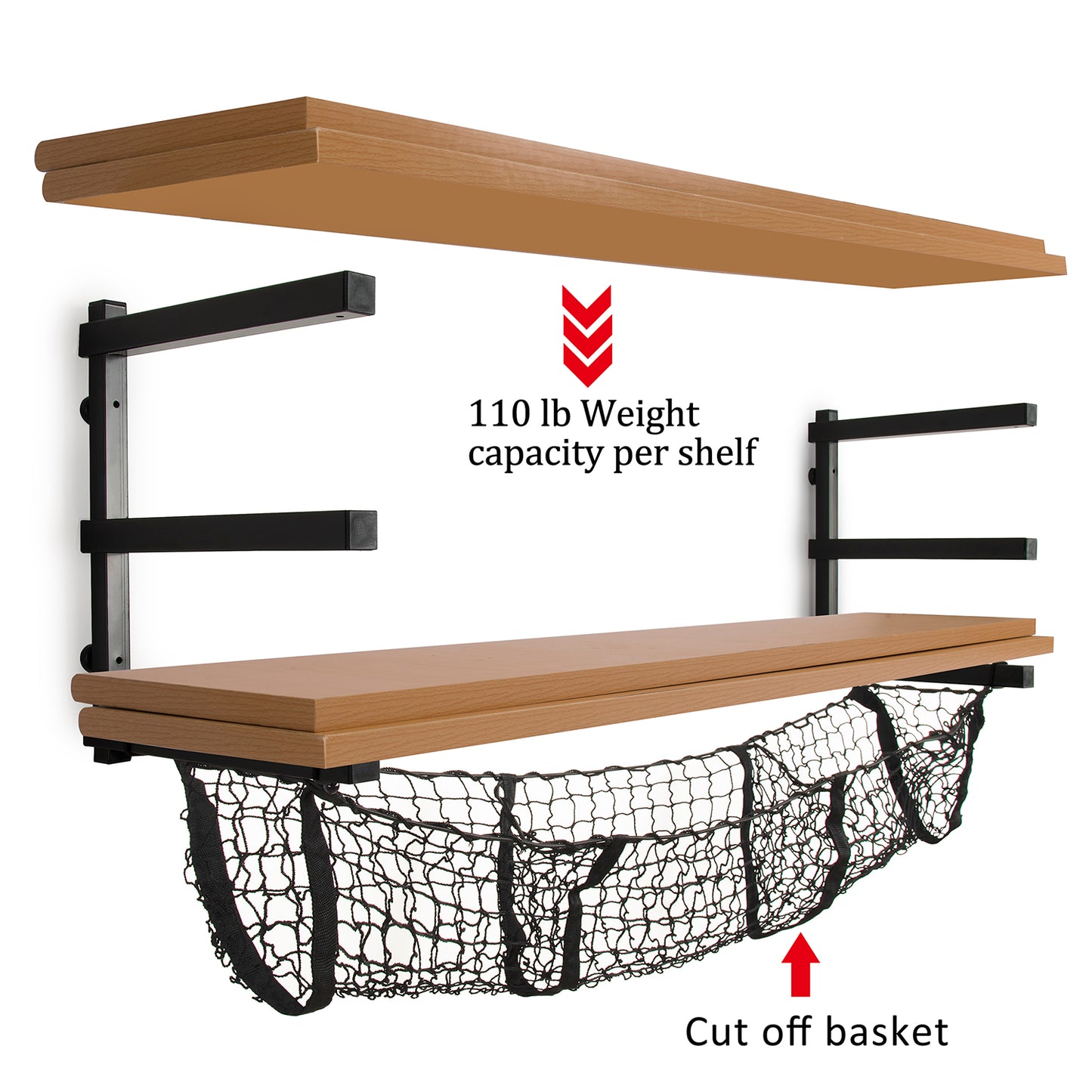 Lumber Rack Wood Storage Levels up to 260LBS Perfect for Wood Organized Including Cuts Off Basket Storage (2 Pack Lumber Rack)